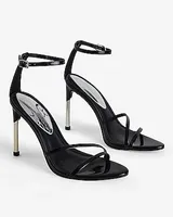 Strappy Gold Thin Heeled Sandals Black Women's 8