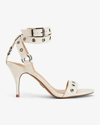 Brian Atwood X Express Grommet Ankle Strap Heeled Sandals White Women's 10