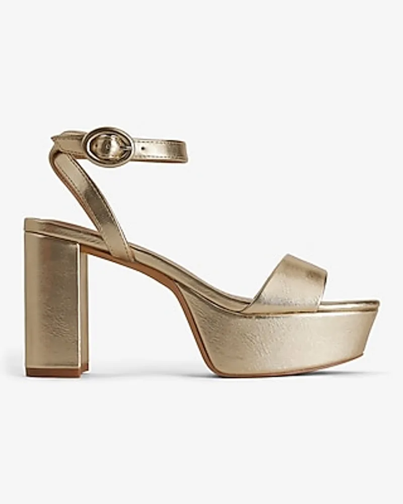 Express Platform Midheeled Sandals Gold Women's