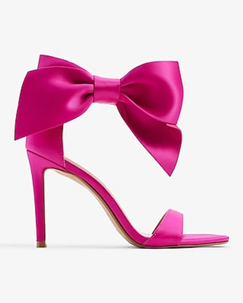 Ankle Bow Heeled Sandals Pink Women's 6