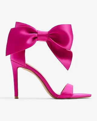 Ankle Bow Heeled Sandals Pink Women's 6