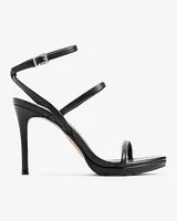 Leather Round Toe Strappy Heeled Sandals Women's