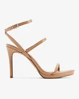 Leather Round Toe Strappy Heeled Sandals