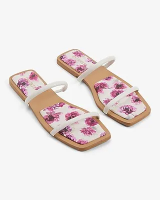 Floral Printed Strappy Flat Sandals Multi-Color Women's 6