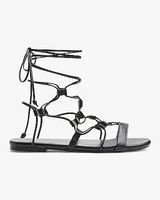 Tie-Up Gladiator Flat Sandals Black Women's 6