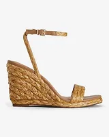 Woven Straw Wedge Sandals Neutral Women's 8