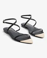 Metallic Pointed Toe Strappy Flat Sandals Women's