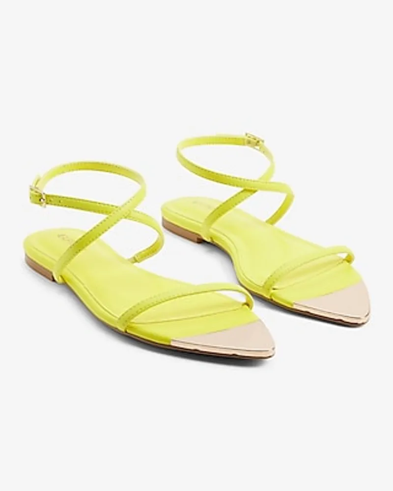 Metallic Pointed Toe Strappy Flat Sandals Women's