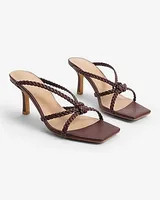 Braided Knot Strap Mule Sandals Brown Women's