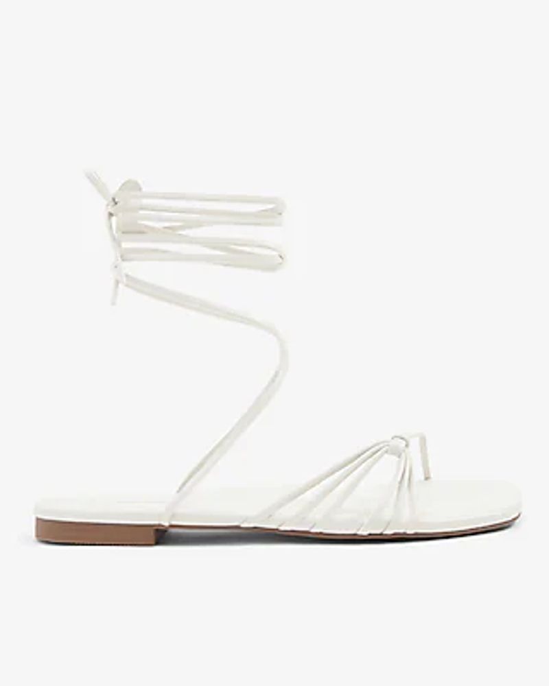 Strappy Tie-Up Sandals White Women's 7