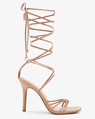 Strappy Lace Up Heeled Sandals Brown Women's 7