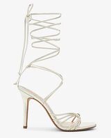 Strappy Lace Up Heeled Sandals Gold Women's