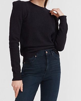 Puff Shoulder Crew Neck Sweater