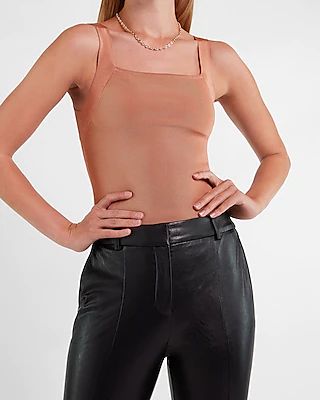 Body Contour Square Neck Cami Sweater Brown Women's XL