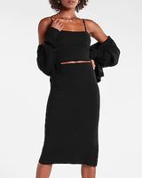 Crop Square Neck Sweater Top Black Women's L