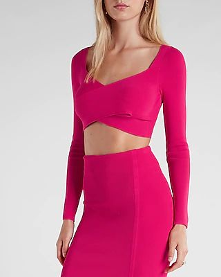Bodycon Wrap Front Cropped Sweater Women