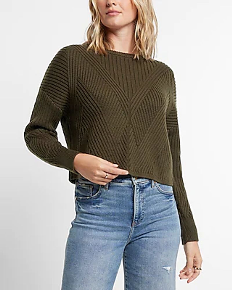 Ribbed Design Crew Neck Sweater Women's XL