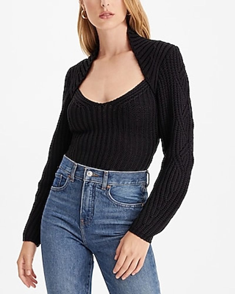 Ribbed Scoop Neck Long Sleeve Sweater Women