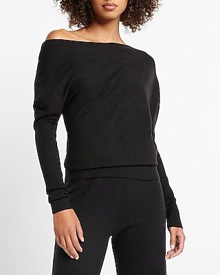 Ultra Soft Off The Shoulder Banded Sweater Black Women's L