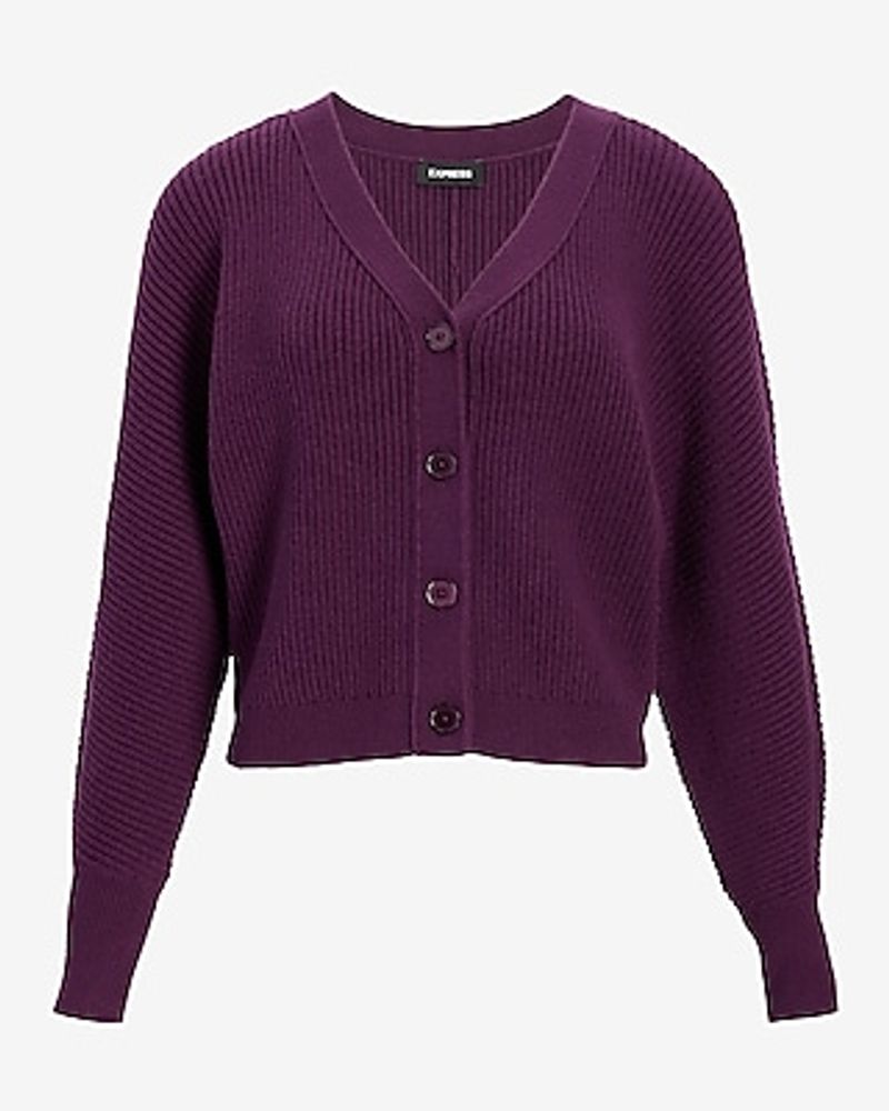 V-Neck Dolman Sleeve Cardigan Purple Women's S