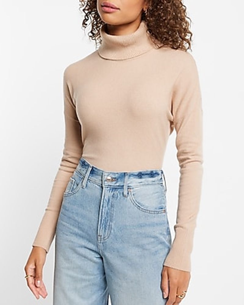 Express Ultra Soft Turtleneck Open Back Banded Bottom Sweater