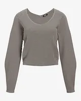 Relaxed Ribbed V-Neck Sweater Gray Women's S