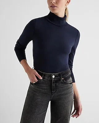 Silky Soft Fitted Turtleneck Sweater Blue Women's S