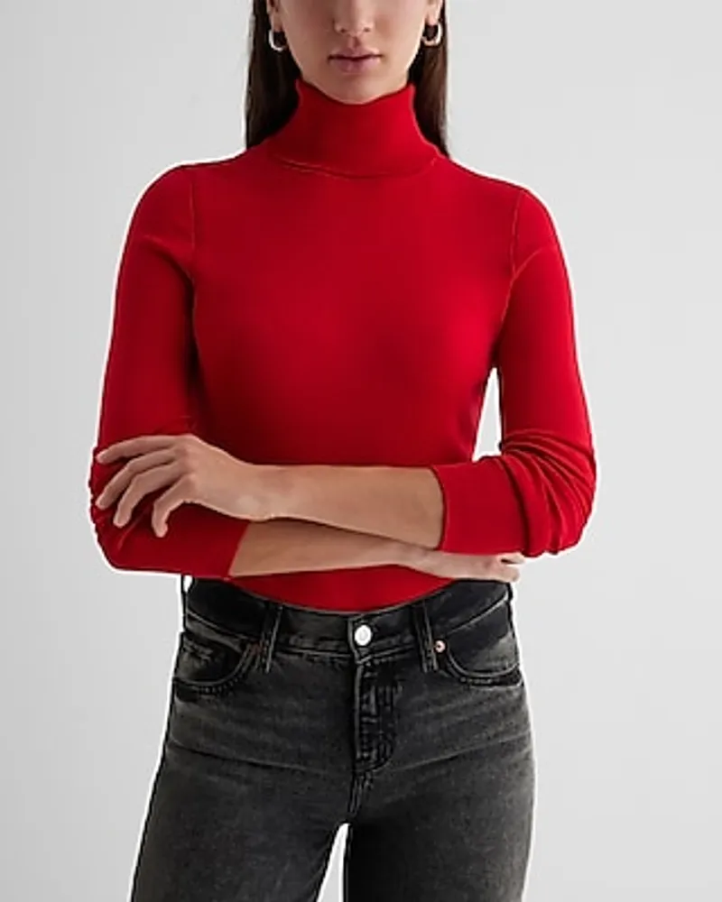 Silky Soft Fitted Turtleneck Sweater Red Women's