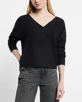 Relaxed V-Neck Sweater Black Women's L