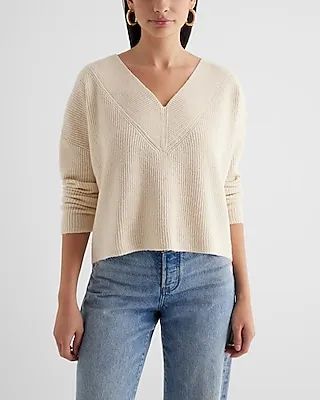 Relaxed V-Neck Sweater Neutral Women's XL