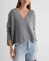 Relaxed V-Neck Sweater Gray Women's XL