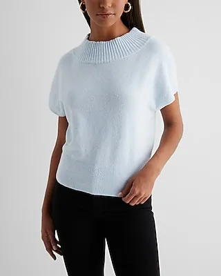 Crew Neck Short Sleeve Sweater Blue Women's XL