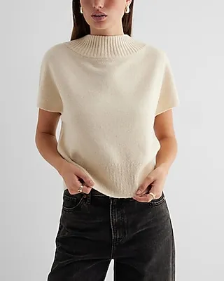 Crew Neck Short Sleeve Sweater Neutral Women's XL