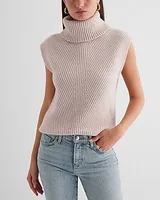 Ribbed Turtleneck Sweater Vest Red Women's XS