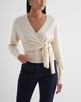 Long Sleeve Surplice Tie Waist Sweater