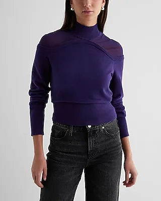 Mesh Mock Neck Long Sleeve Sweater