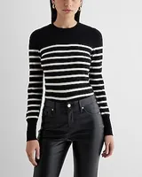 Silky Soft Fitted Striped Crew Neck Sweater Multi-Color Women's