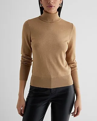 Silky Soft Fitted Shine Turtleneck Long Sleeve Sweater Women