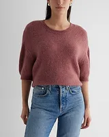 Crew Neck Short Puff Sleeve Sweater