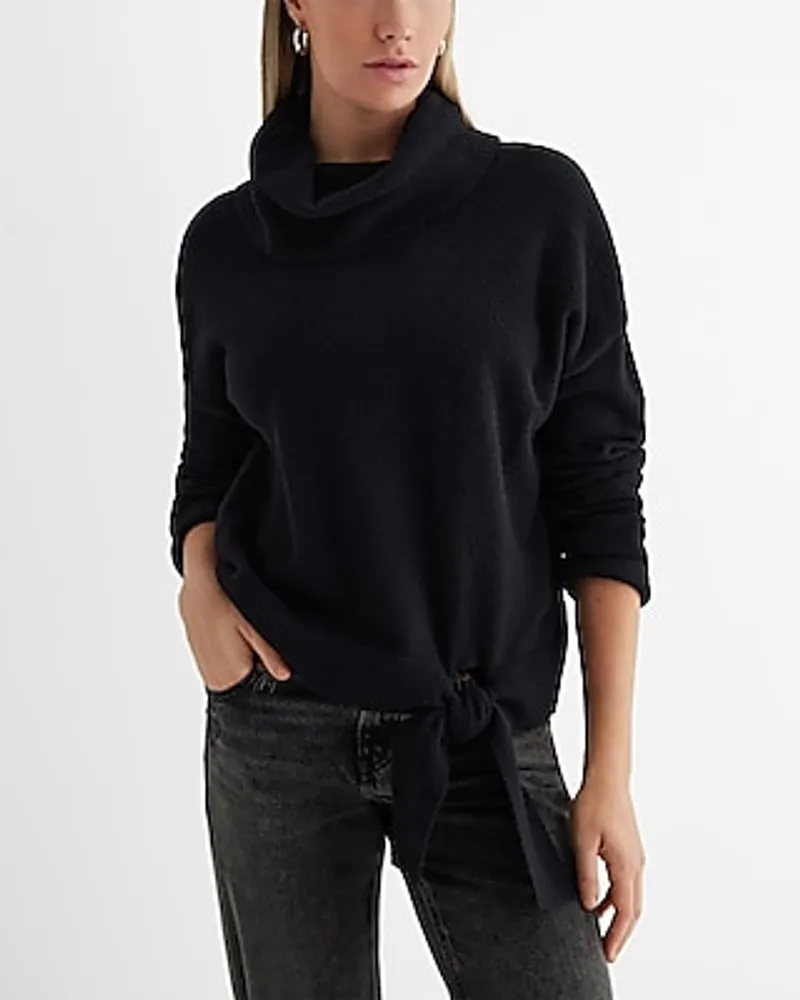 Tie Hem Turtleneck Sweater