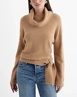 Tie Hem Turtleneck Sweater Brown Women's M