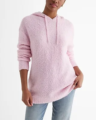 Boucle Hooded Tunic Sweater Pink Women's S