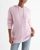 Boucle Hooded Tunic Sweater Pink Women's XL