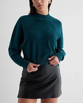 Velvet Mock Neck Long Sleeve Sweater Women's