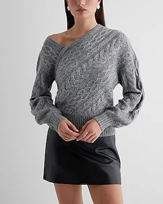 Cable Knit Asymmetrical Long Sleeve Sweater