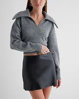 V-Neck Long Sleeve Polo Sweater Gray Women's XL