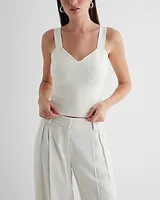 Ribbed Sweetheart Neckline Sweater Tank White Women's S