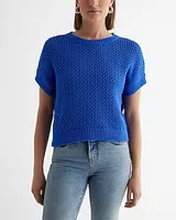 Open Stitch Short Sleeve Sweater Women's XS