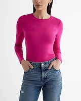 Silky Soft Fitted Ribbed Crew Neck Sweater Pink Women's XL