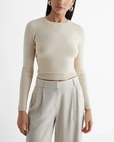 Silky Soft Fitted Ribbed Crew Neck Sweater Neutral Women's L